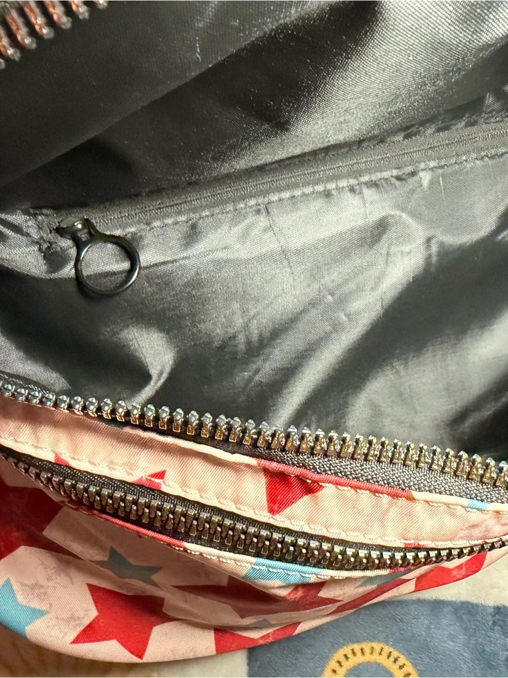Star-Print Crossbody Belt Bag Bumbag - Beige, Red & Blue